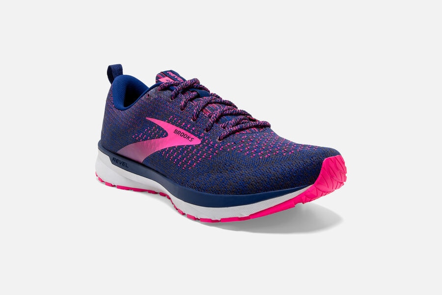 Brooks Revel 4 Road Loopschoenen Dames - Blauw/Roze - 138620AUS